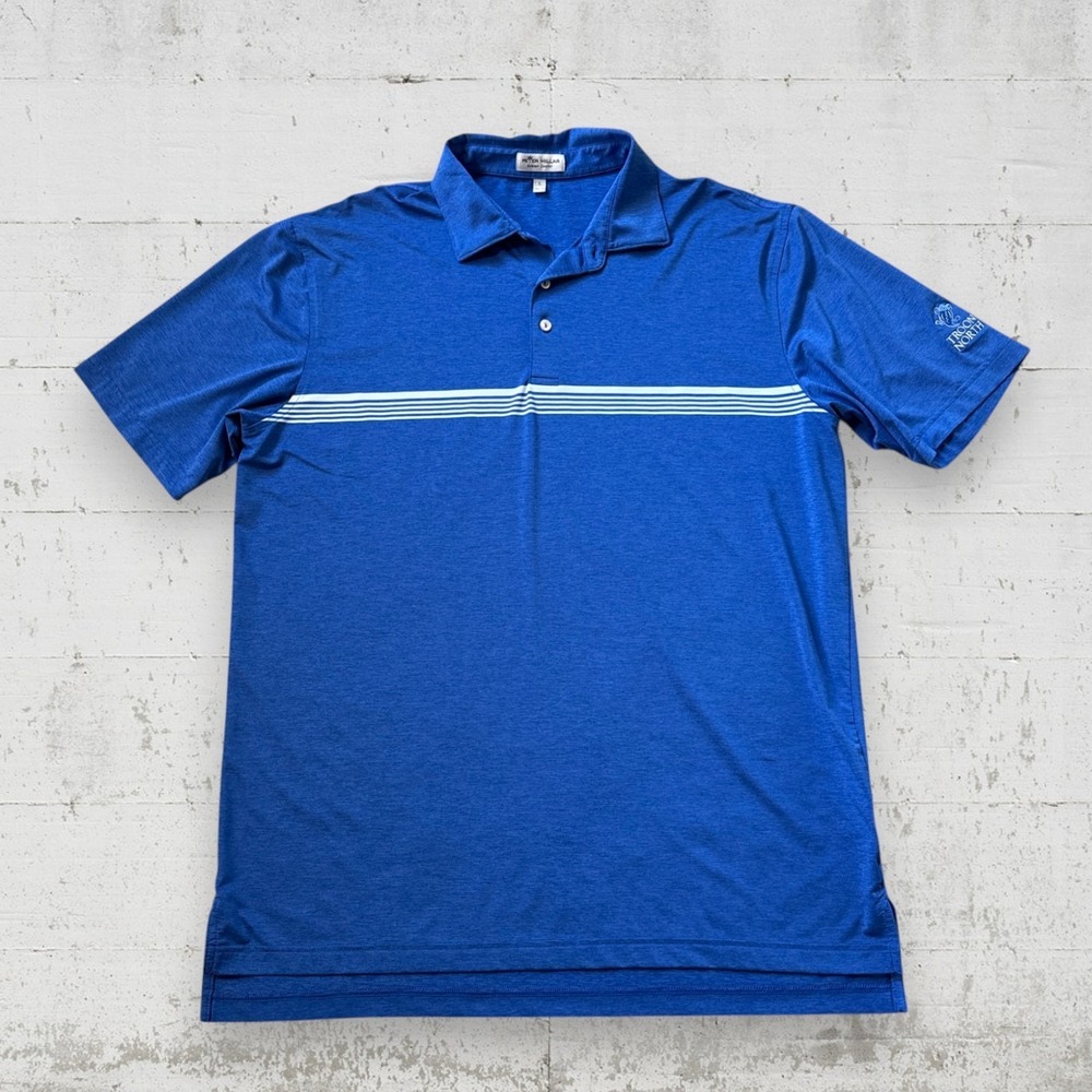 Peter Millar Summer Comfort Golf Polo Shirt TROON NORTH Blue Stripes Mens L